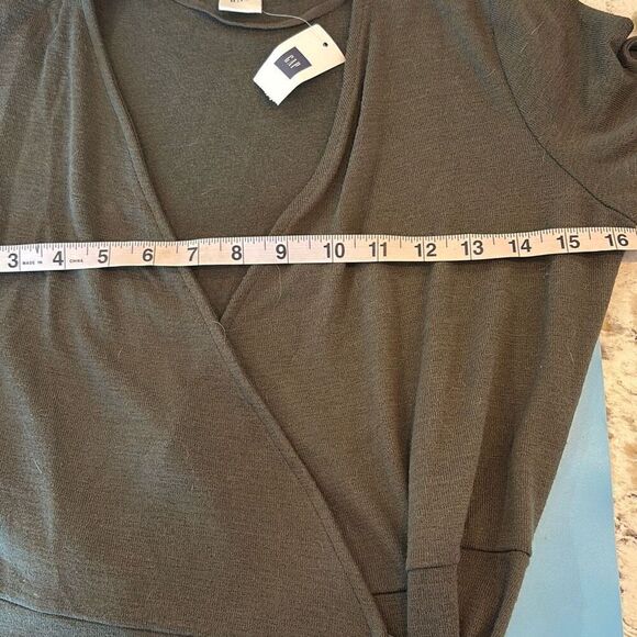 NWT GAP knit moss green wrap dress XS knot sleeve - Picture 9 of 12